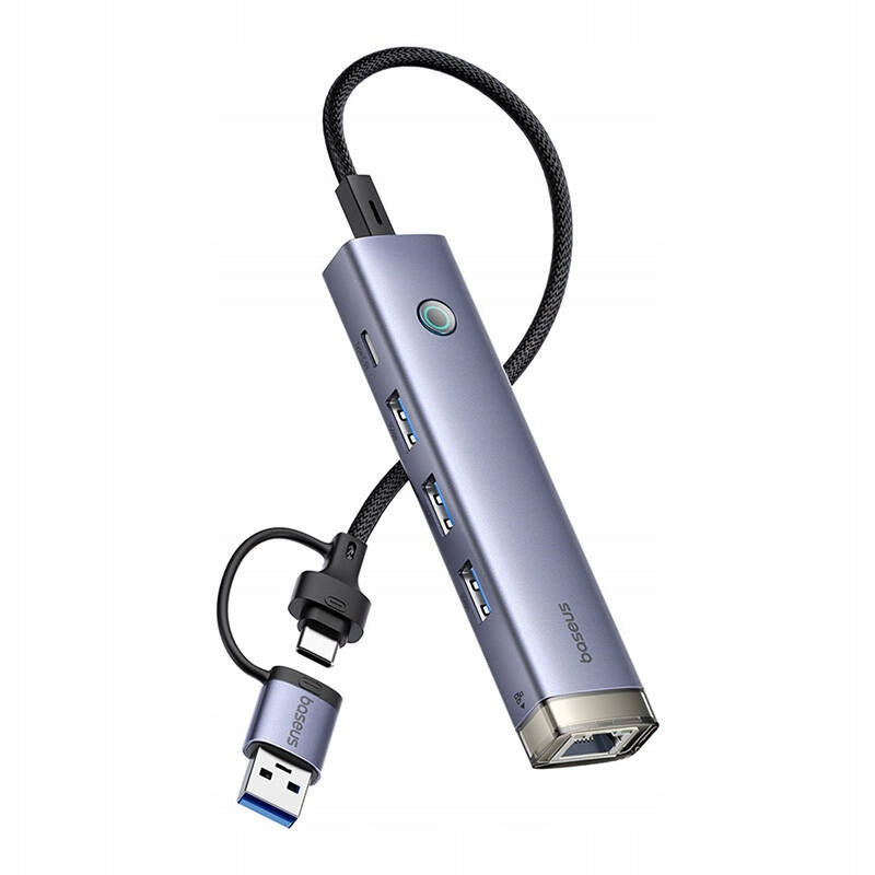 Hub 4in1 Baseus UltraJoy USB-A&USB-C to 3xUSB3.0+USB-C+RJ45 (grey) Manufacturer Baseus