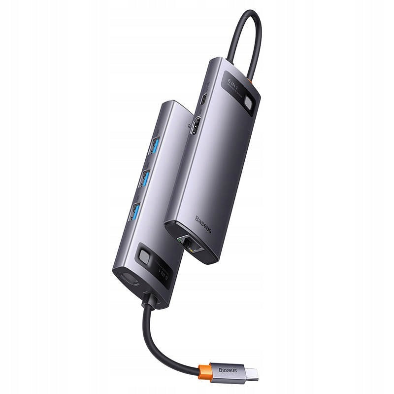 Adapteris Baseus mechanical eye Six-in-one smart HUB docking station pilkas CAHUB-J0G