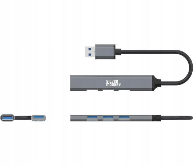 Hub Silver Monkey USB-A - 1x USB 3.0 + 3x USB 2.0 Enthusiast-PC Packaging status original