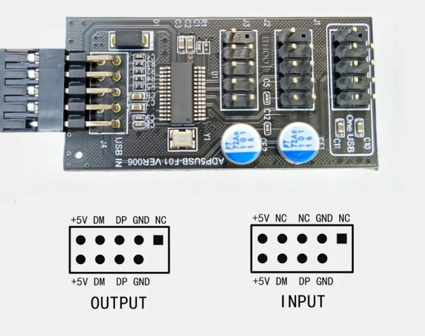 Hub Splitter USB 2.0 9 PIN to 3x 9 PIN Manufacturer code ROZDZIELACZ USB NAGŁÓWEK 9PIN ADAPTER HU