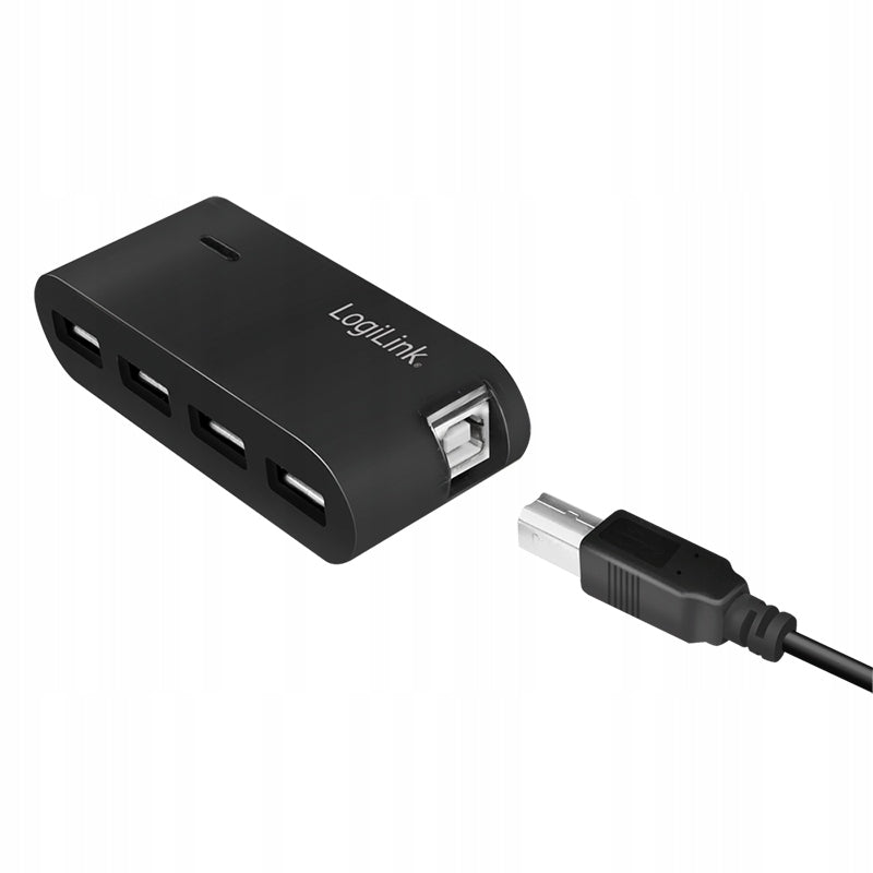 Hub USB 2.0 active 4-port Logilink power supply 5V/2A 480Mbit/s LED black