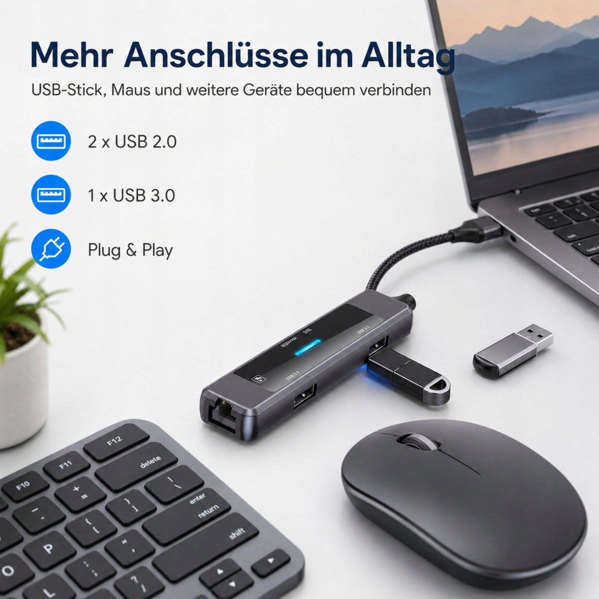 Hub USB 3.0 5w1 z RJ45, USB-C, USB-A i czytnikiem SD/TF Manufacturer code CXKJ-PL