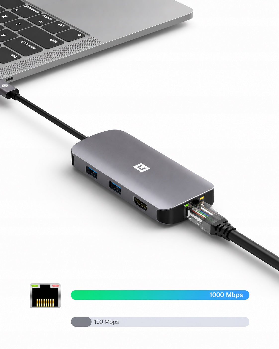 Hub USB C Adapter 7in1 HDMI 4K RJ45 Ethernet 1Gbps PD 100W USB 3.0 NOVOO Manufacturer code 6910358423090