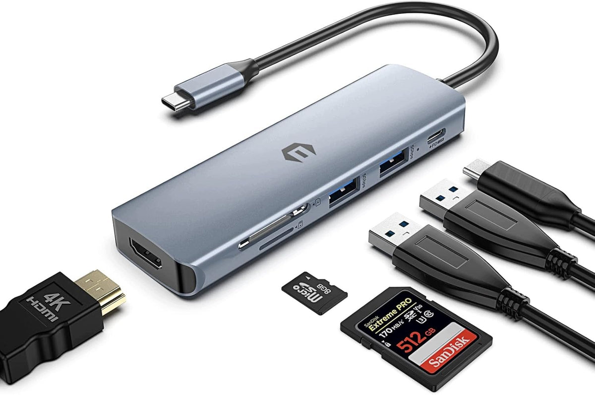 Hub USB C Adapter USB C 6in1 Multiport USB C Adapter AYCLIF