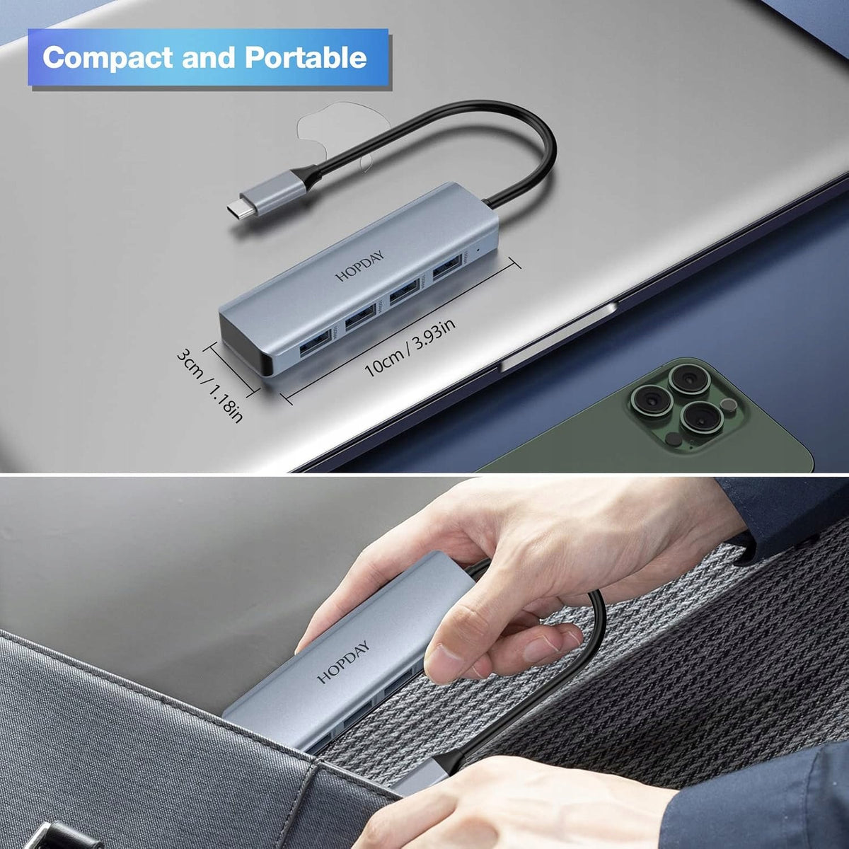 Hub USB-C splitter HOPDAY 4x USB 3.2 10Gbps cable 50 cm 4in1 HB045A Manufacturer code HB045A