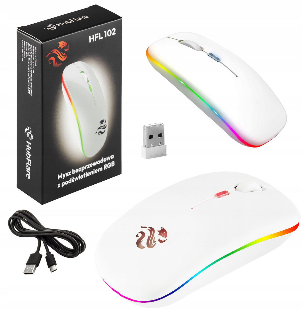 HubFlare USB + BLUETOOTH RGB WIRELESS MOUSE for Laptop Smart TV