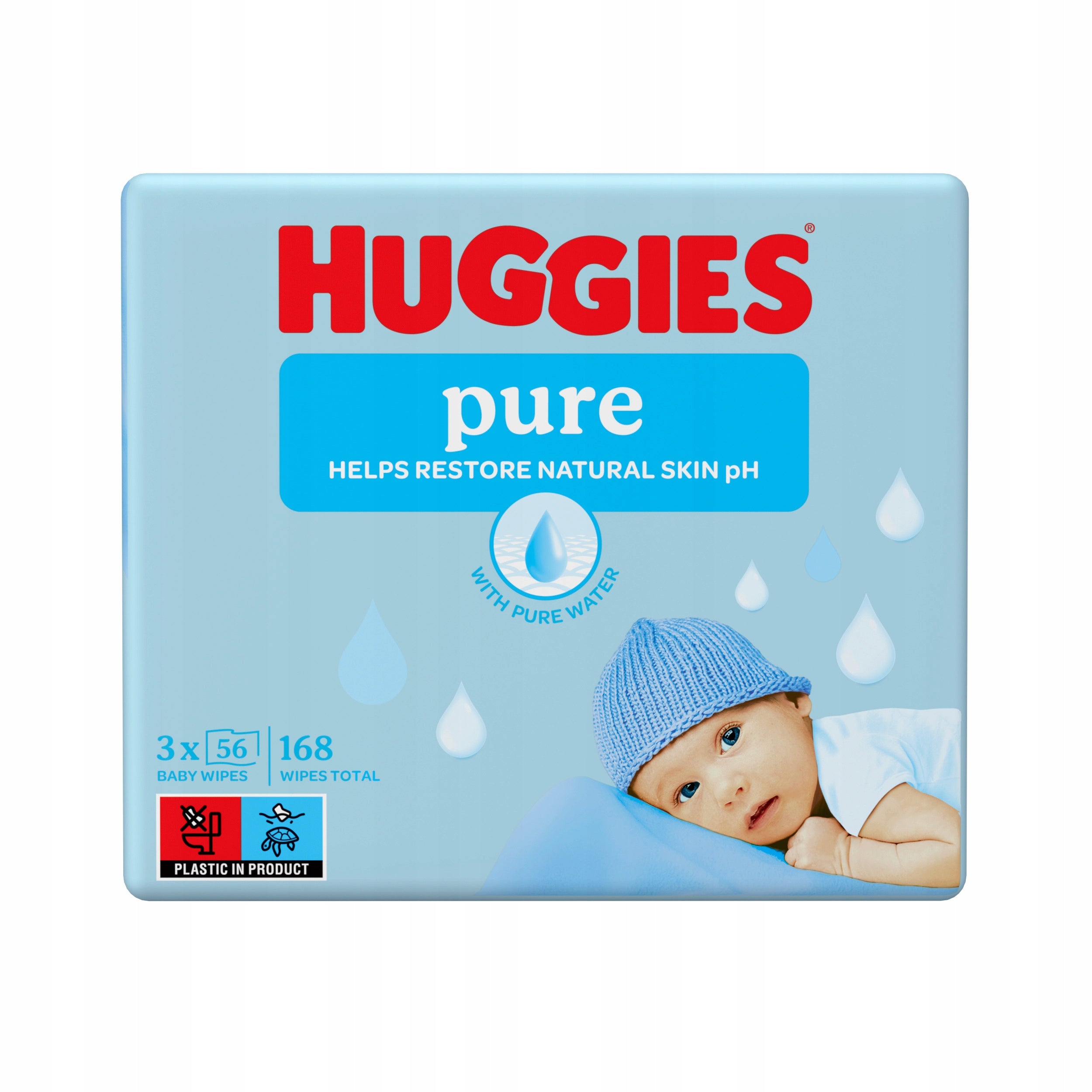 Huggies wet wipes PACK 2 x Pure Triplo 2 x 168 pcs. Line of tissues PURE