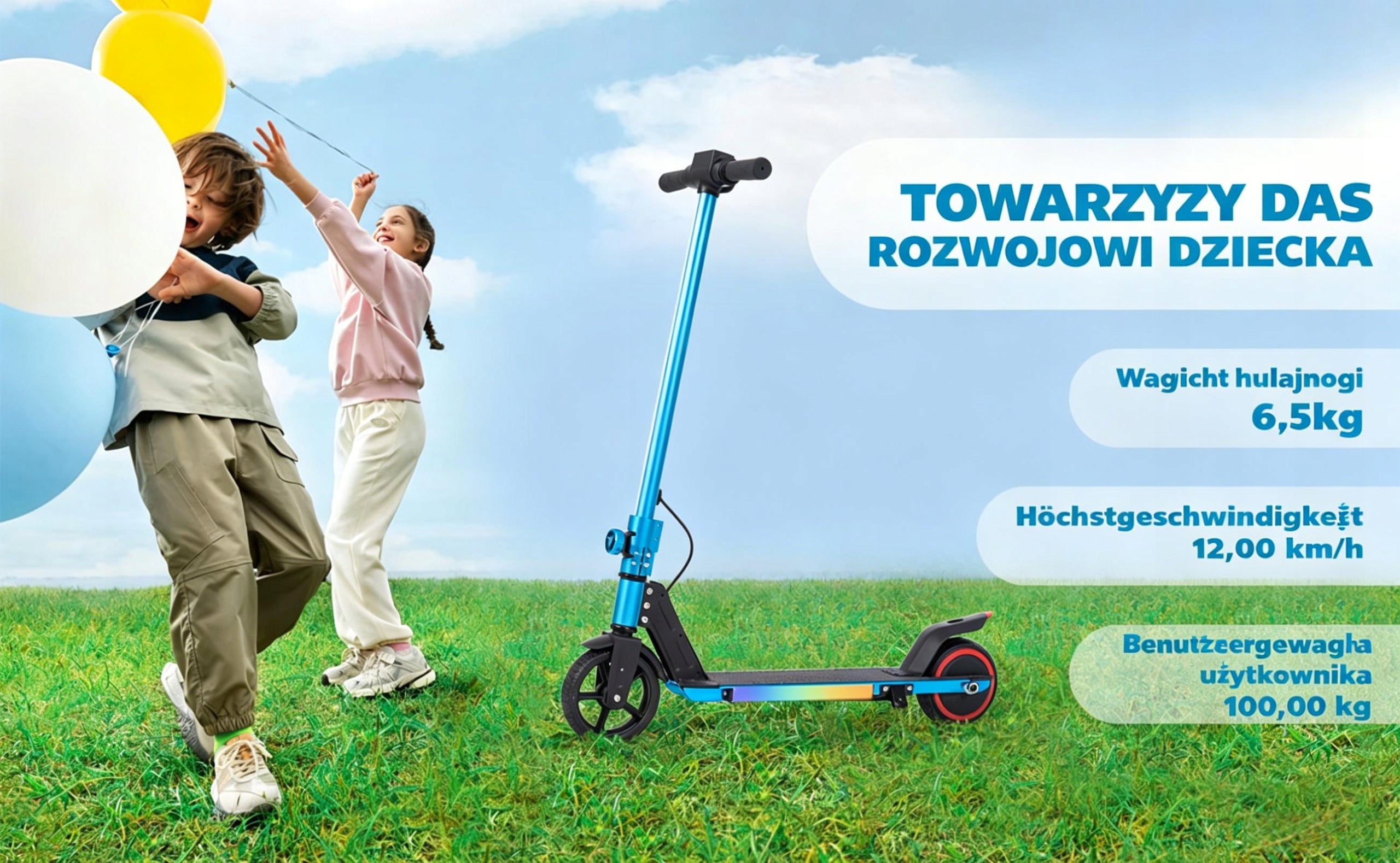 Hulajnoga elektryczna dla dzieci, Składany pojazd 14 km/h 150W 6.5" Weight 6.5 kg
