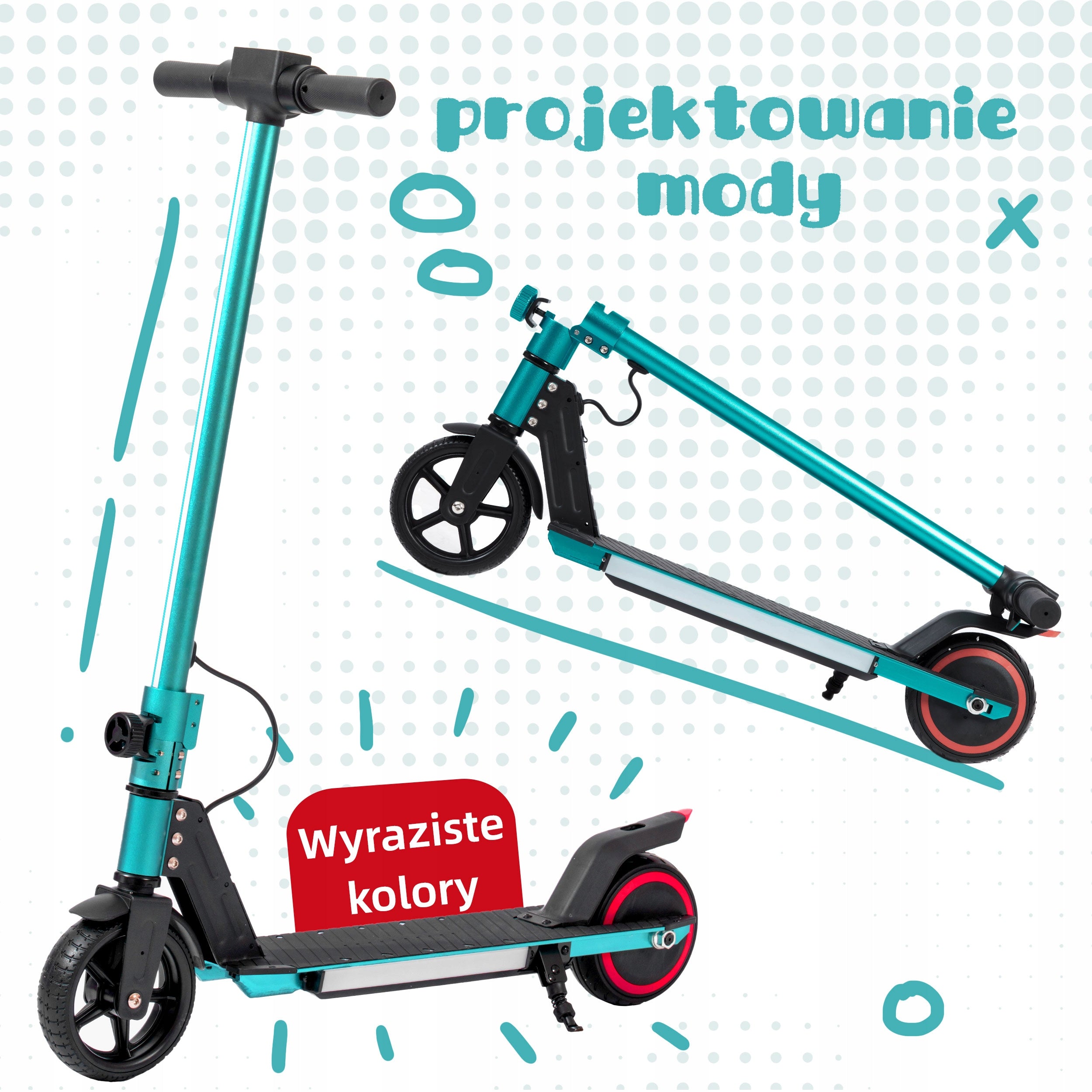 Hulajnoga elektryczna dla dzieci, Składany pojazd LED 14 km/h 150W 65kg Color green