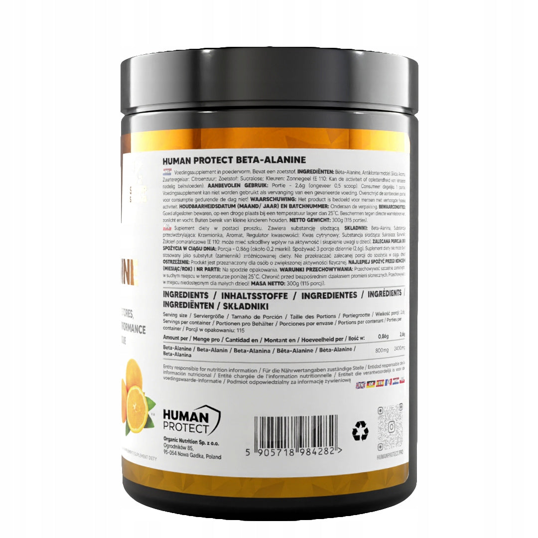 Human Protect - Beta Alanine - 300g orange Expiration date at least 3 months from the date of purchase