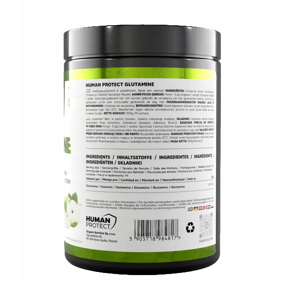 Human Protect GLUTAMINE 500g GLUTAMINE Regeneration Amino Acids Apple Packaging status original