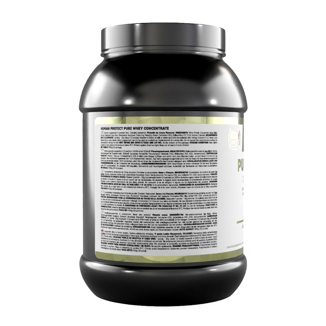 Human Protect PURE WHEY CONCENTRATE 900g PROTEIN CONCENTRATE Pistachio Ice Packaging status original