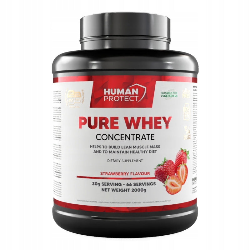 Human Protect Pure Whey 2kg Protein WPC Concentrate Strawberry