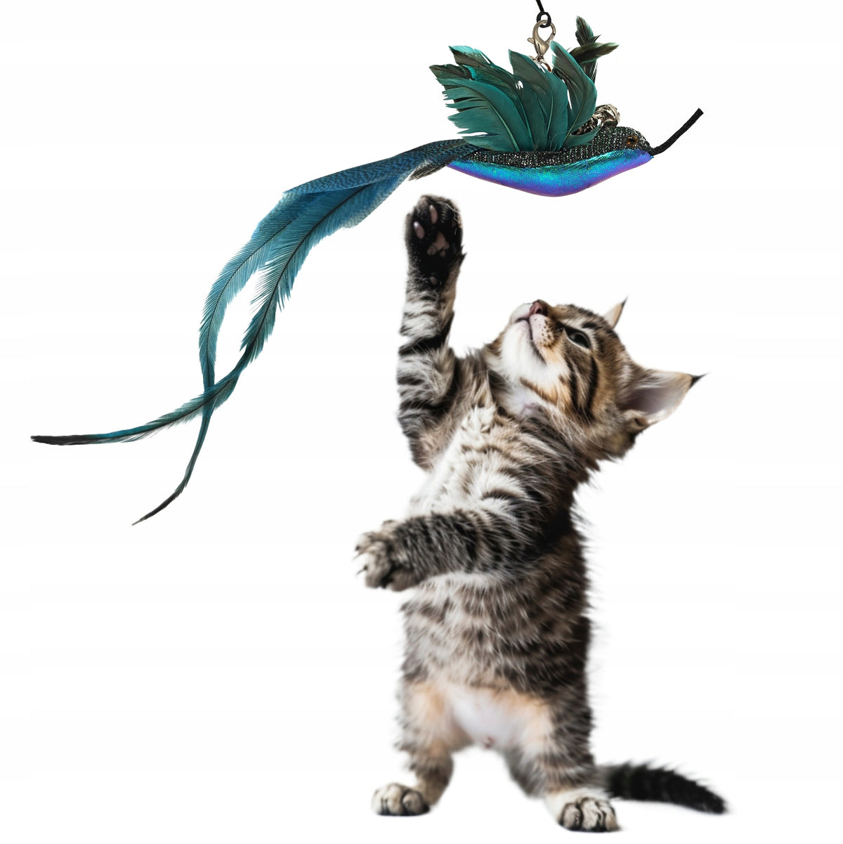 Hummingbird Cat Toy with Feathers and Bell Removable Bird for Fishing Rod