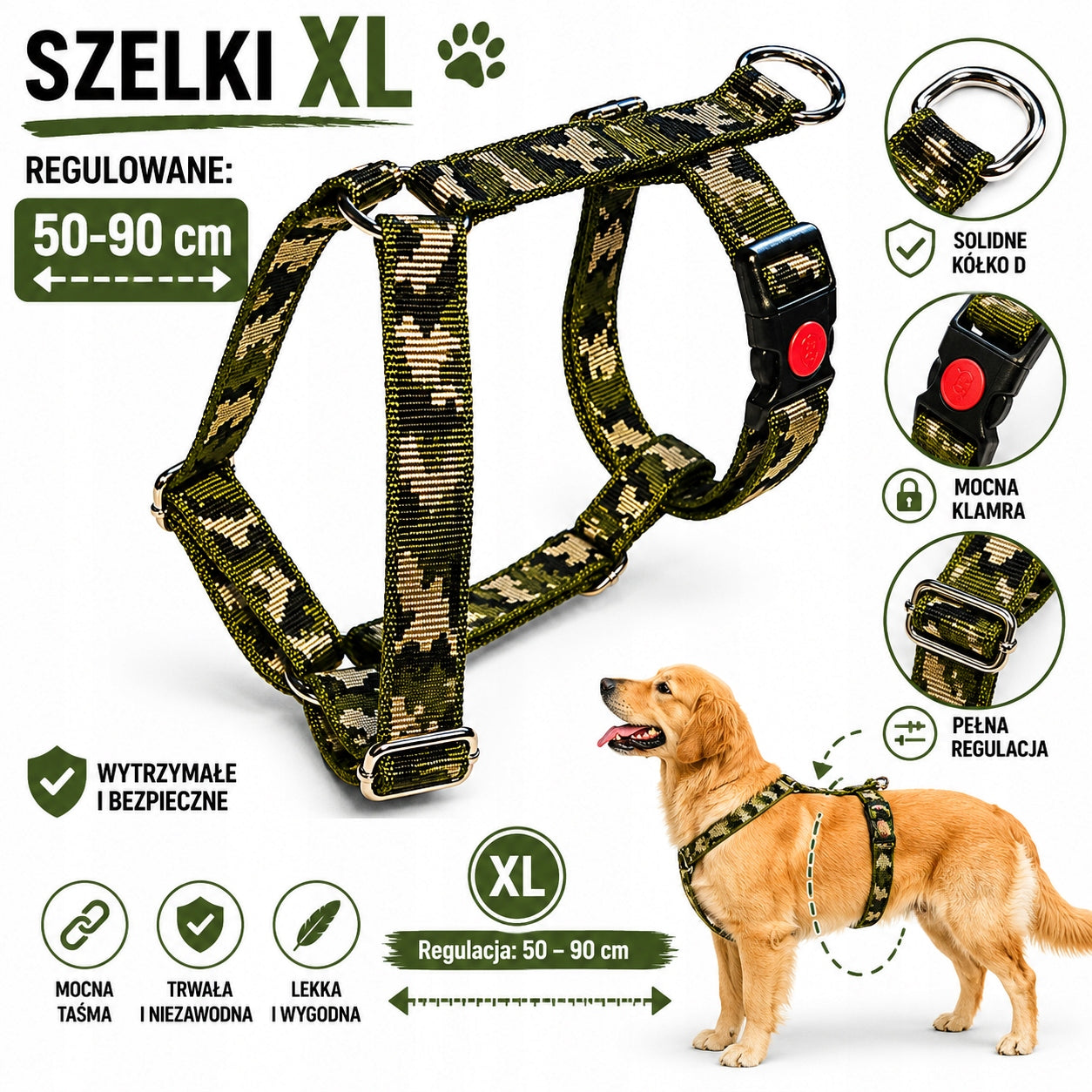 Hunter DOG HARNESS ADJUSTABLE SMOOTHLY STRONG PRESSURE-FREE Size M-L Trade name SZELKI GUARD DLA PSA REGULOWANE MOCNE BEZUCISKOWE WYGODNE PORZĄDNE Rozmiar M-L