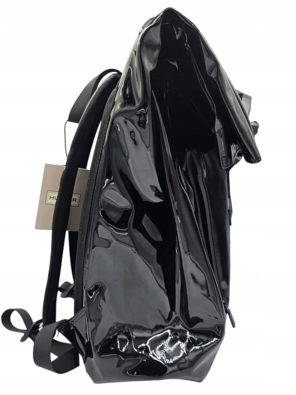 Hunter ORIGINAL BACKPACK black with gloss fastened from the top with HIT clip!
