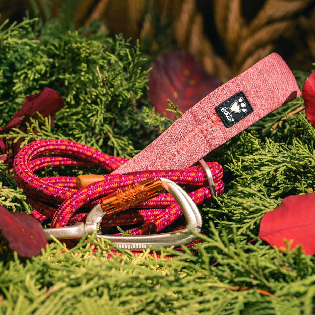 Hurtta Adjustable Rope Leash Eco Beetroot Dog Rope Lanyard, Raspberry 8mm Brand Hurtta