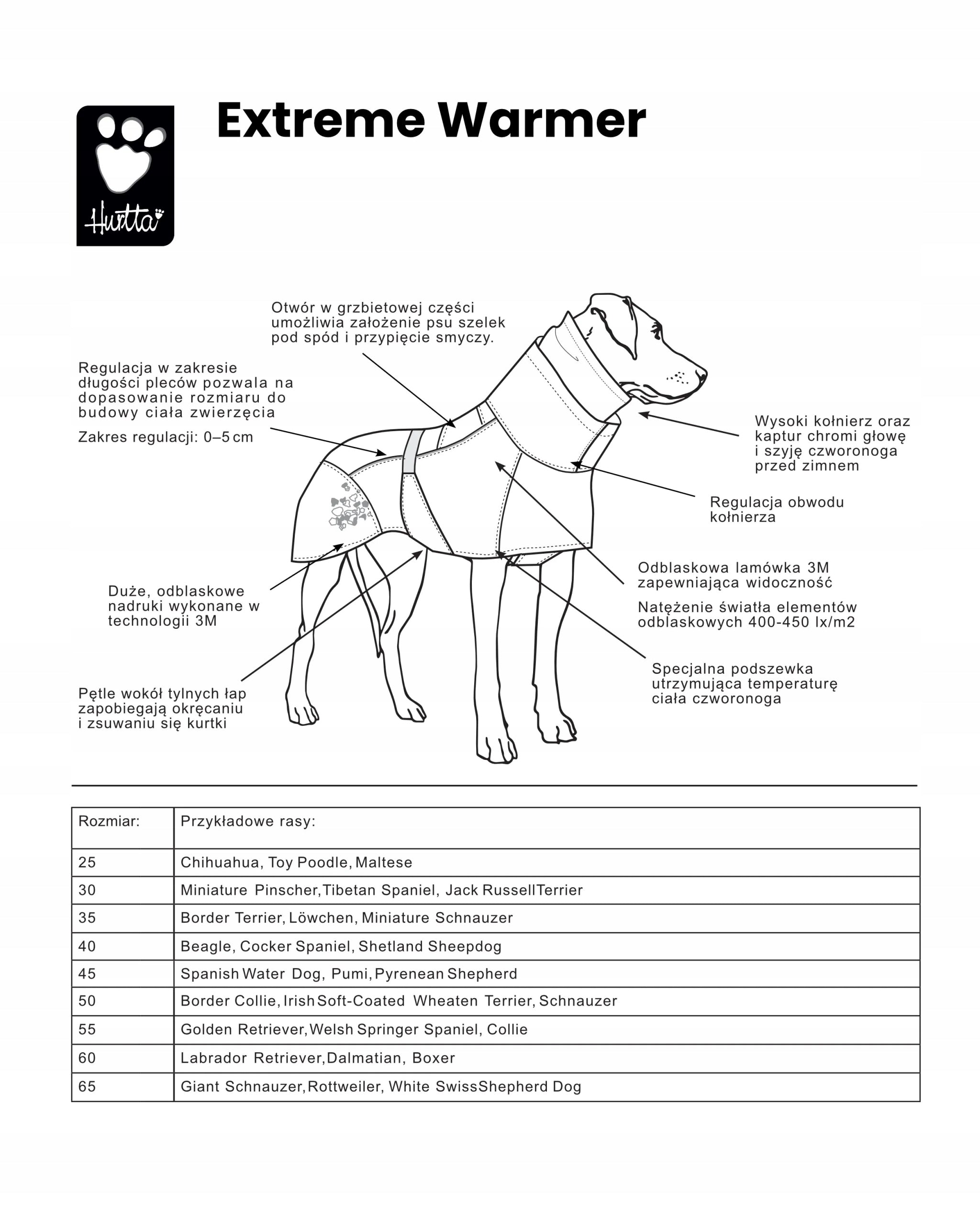 Hurtta Extreme Warmer Jacke für Hunde, Größe 45 