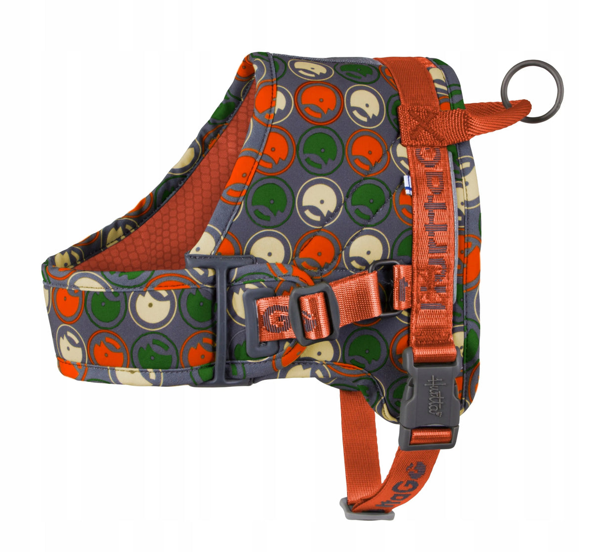 Hurtta Go Harness Sunset Red harness with handle, for long walks 65-80cm