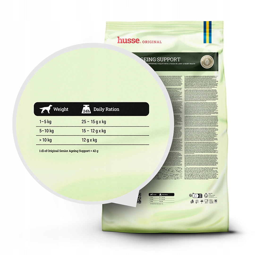 Husse Senior Ageing Support (D. Senior Mini), small breeds, 7 kg, older dogs Packaging status original