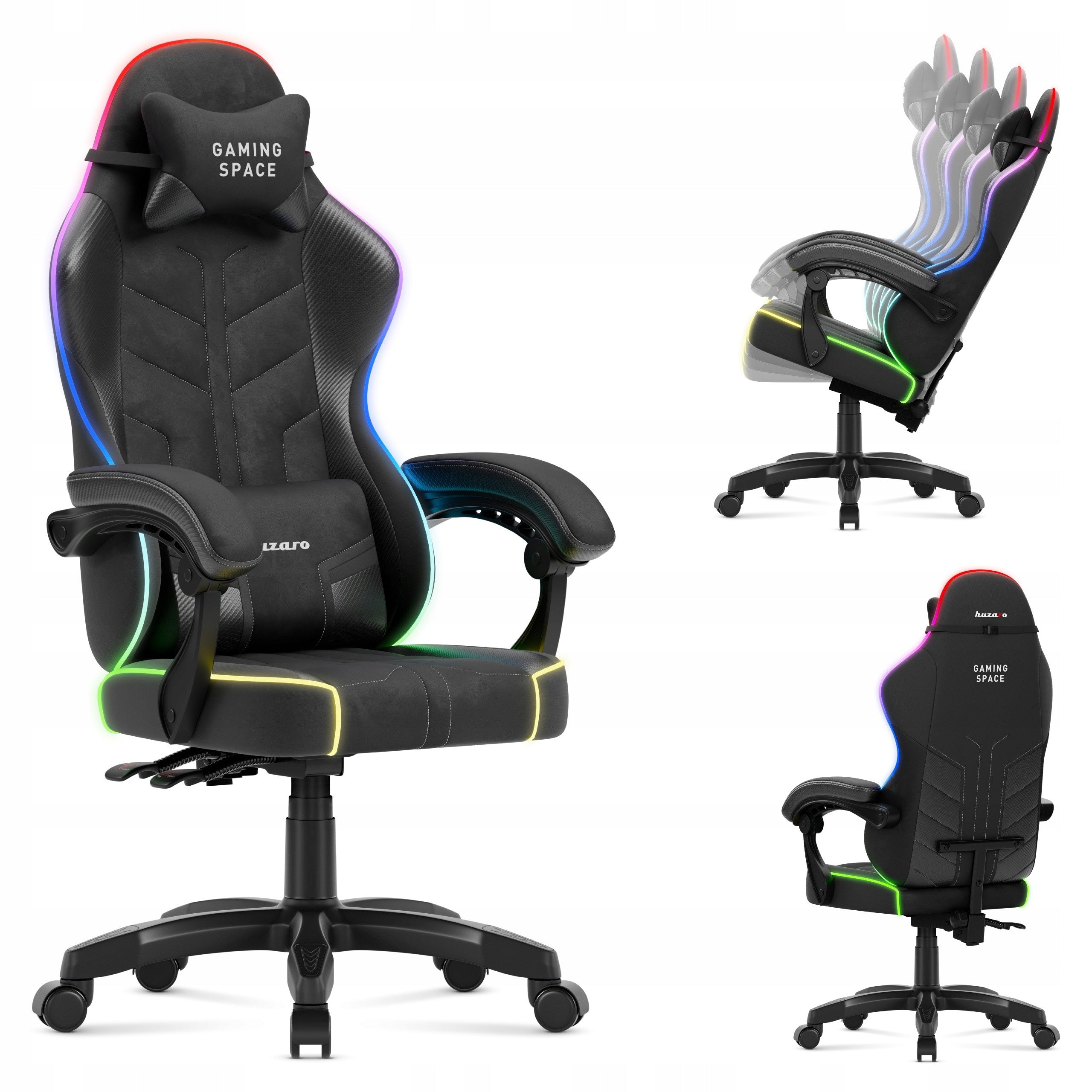 Huzaro Ergonomic chair up to 140 kg gaming office FORCE 2.7 RGB Black