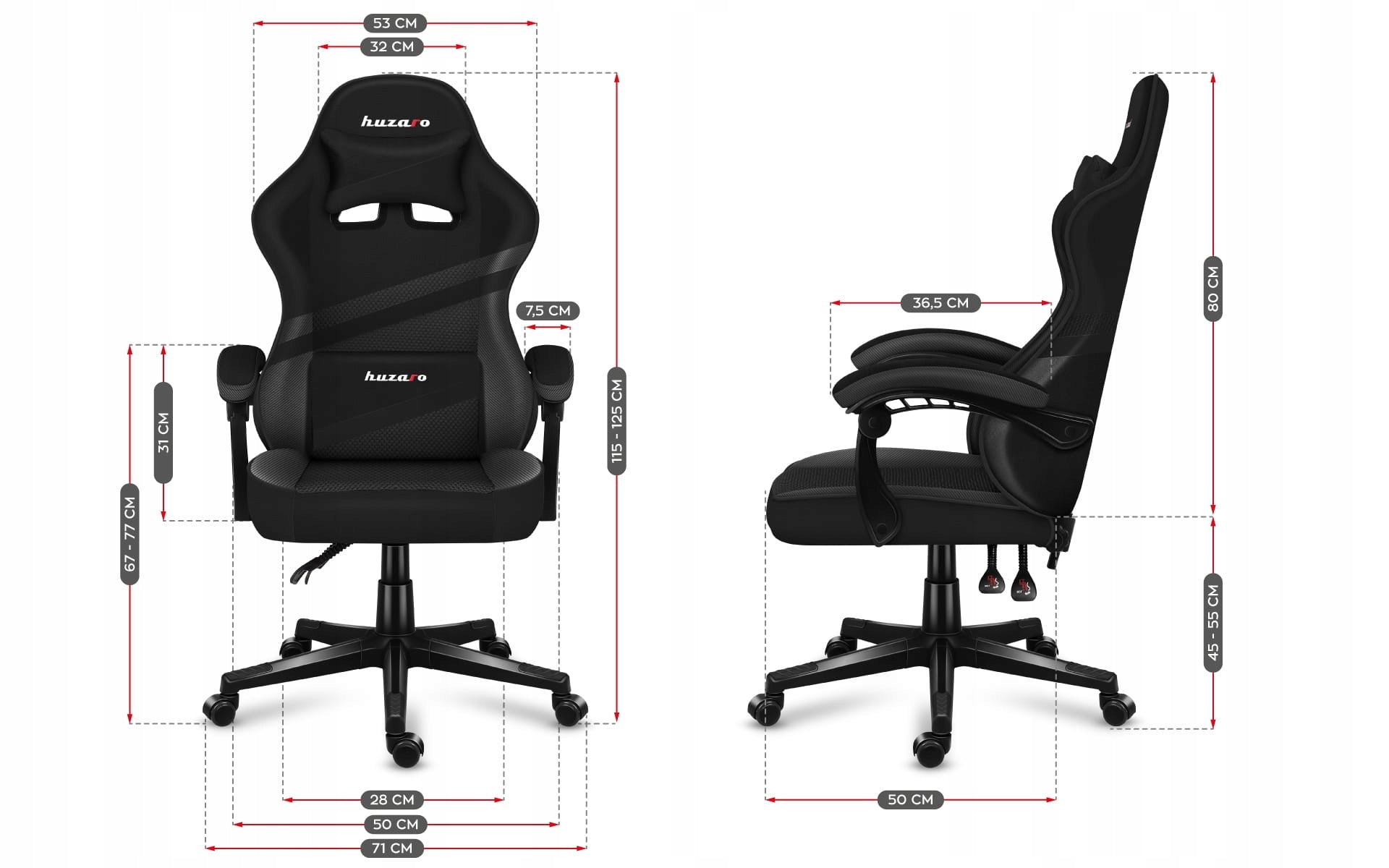 Huzaro Force 4.4 carbon gaming chair Furniture depth 50 cm