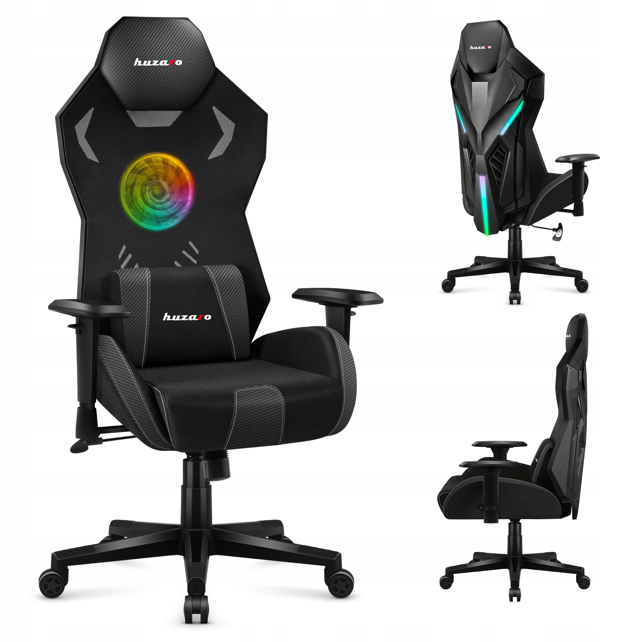 Huzaro Gaming chair ventilated Combat 7.6 RGB Black Maximum seat height 60 cm