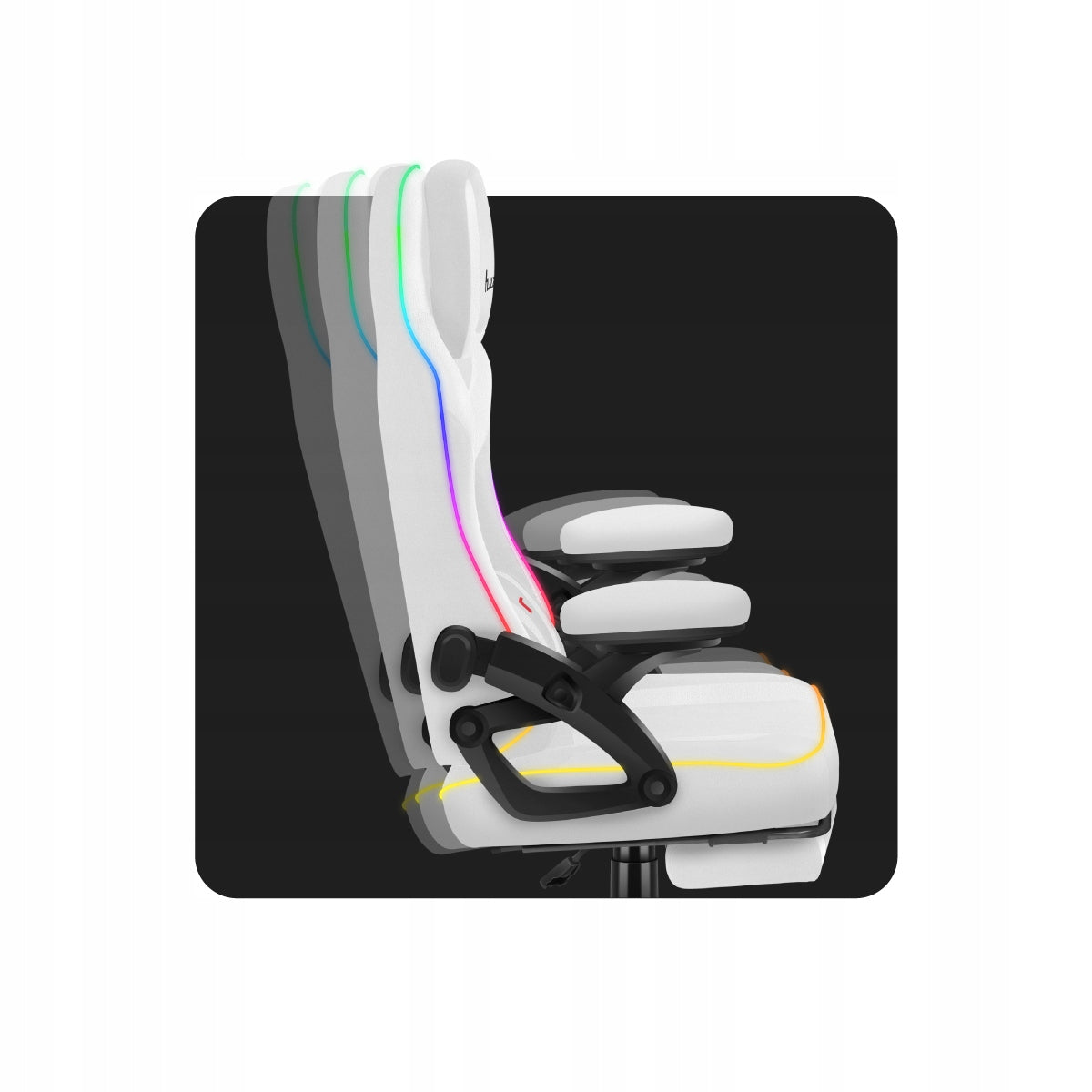 Huzaro LED office swivel GAMING CHAIR FORCE 4.6 RGB White Furniture depth 55 cm