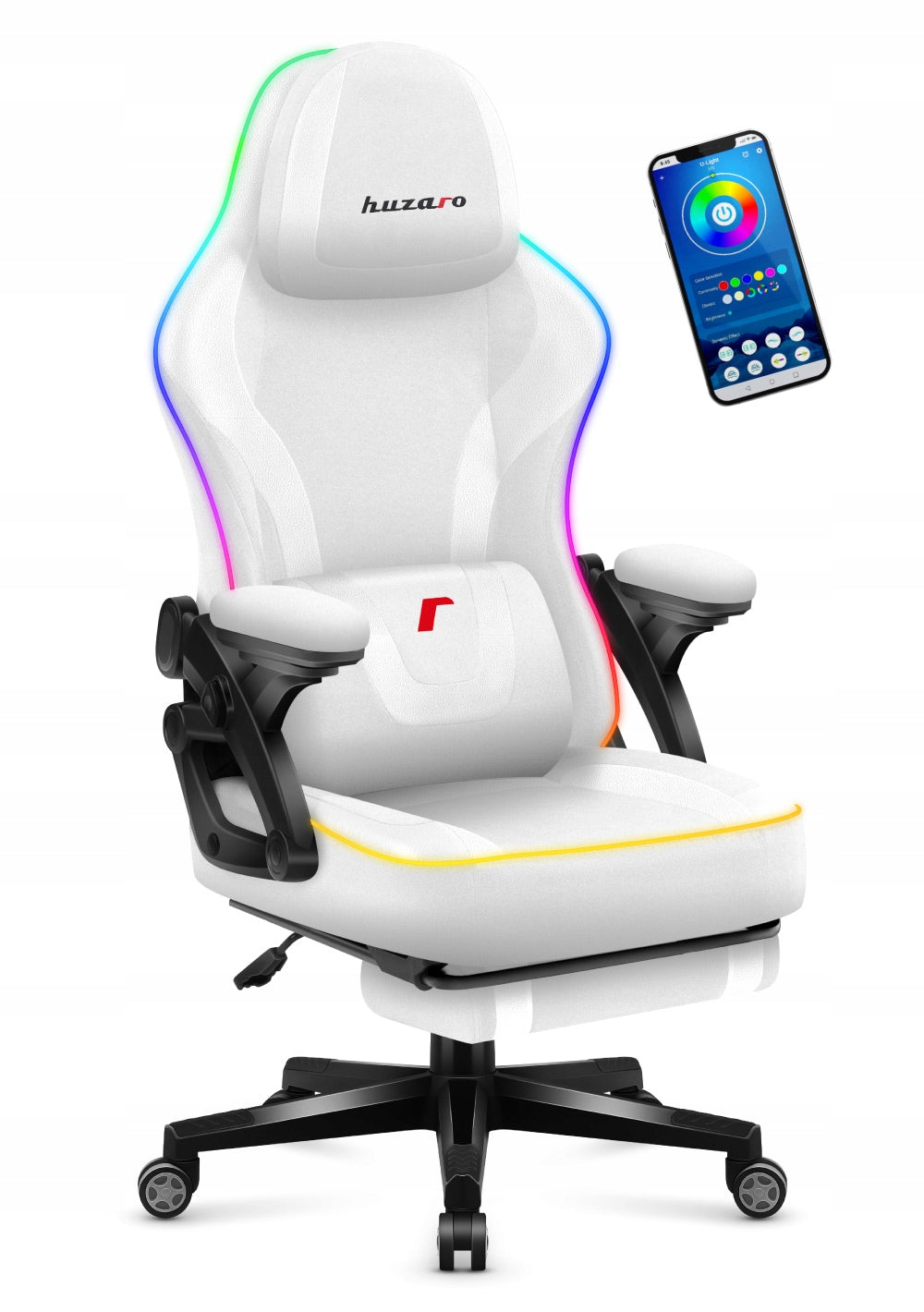 Huzaro LED office swivel GAMING CHAIR FORCE 4.6 RGB White