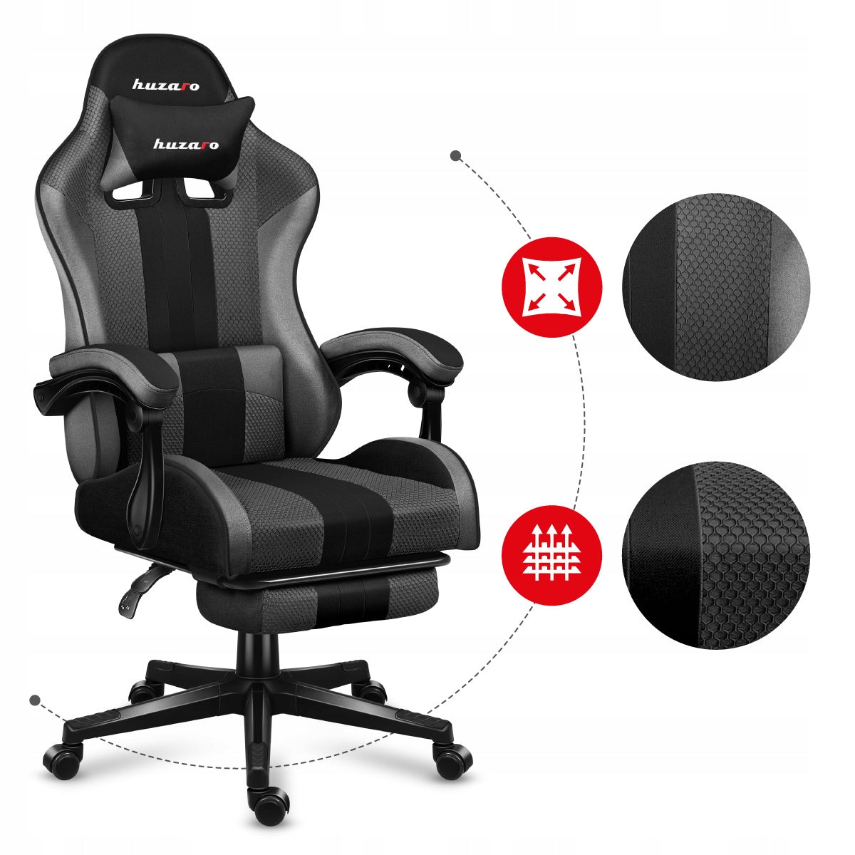 Huzaro Office swivel GAMING CHAIR FORCE 4.7 Grey Mesh Model Force 4.7