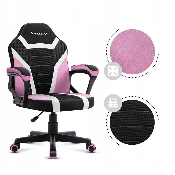 Huzaro Ranger Mesh 1.0 PINK SWIVEL GAMING CHAIR for children Upholstery color white