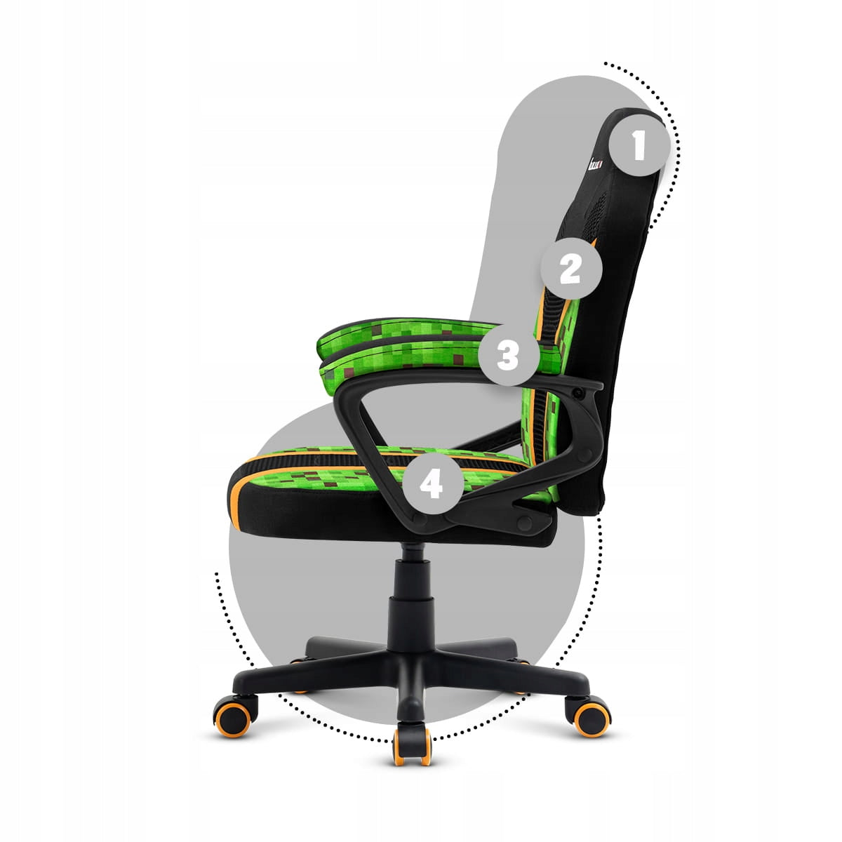 Huzaro Ranger Mesh 1.0 PIXEL SWIVEL GAMING CHAIR for Kids Furniture depth 43 cm