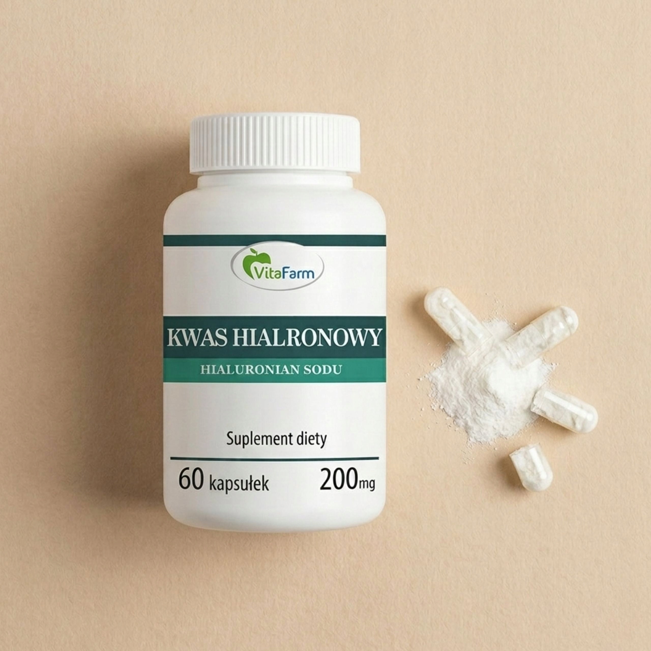 Hyaluronic acid Capsules 60 pieces for joints wrinkles 200 mg hyaluronan Packaging status original