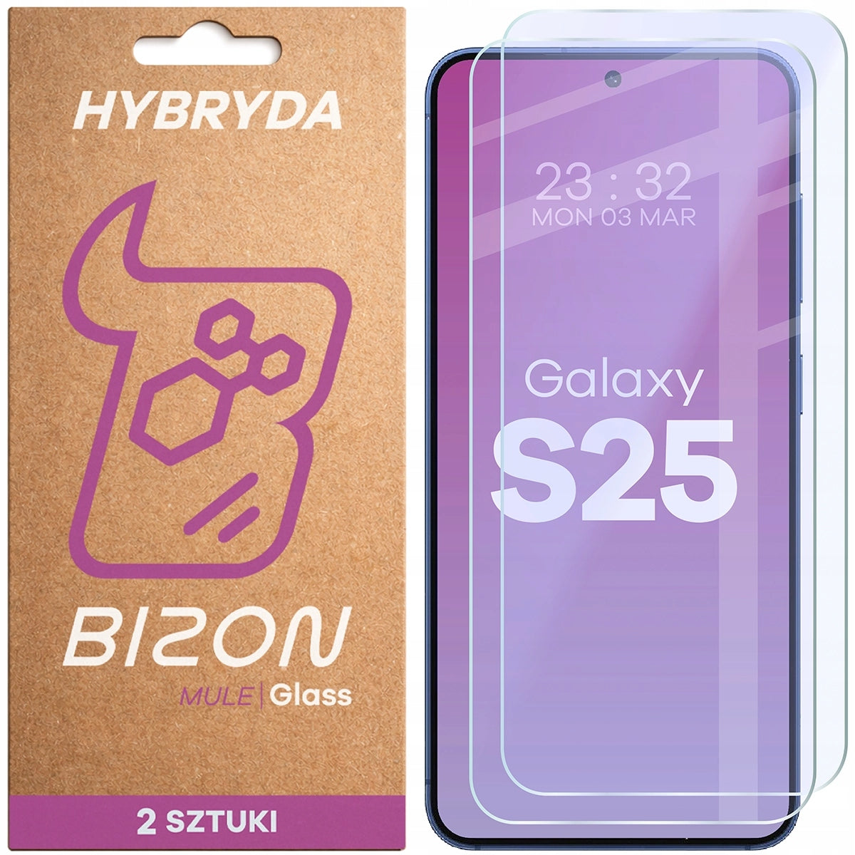 Hybrid glass Bizon for Galaxy S25, fast glass for screen 2 pcs