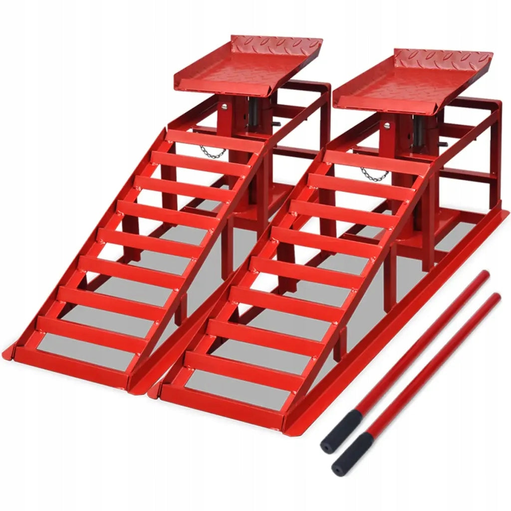 Hydraulic Car Ramps 2t, Red, Steel, 115x32x31cm