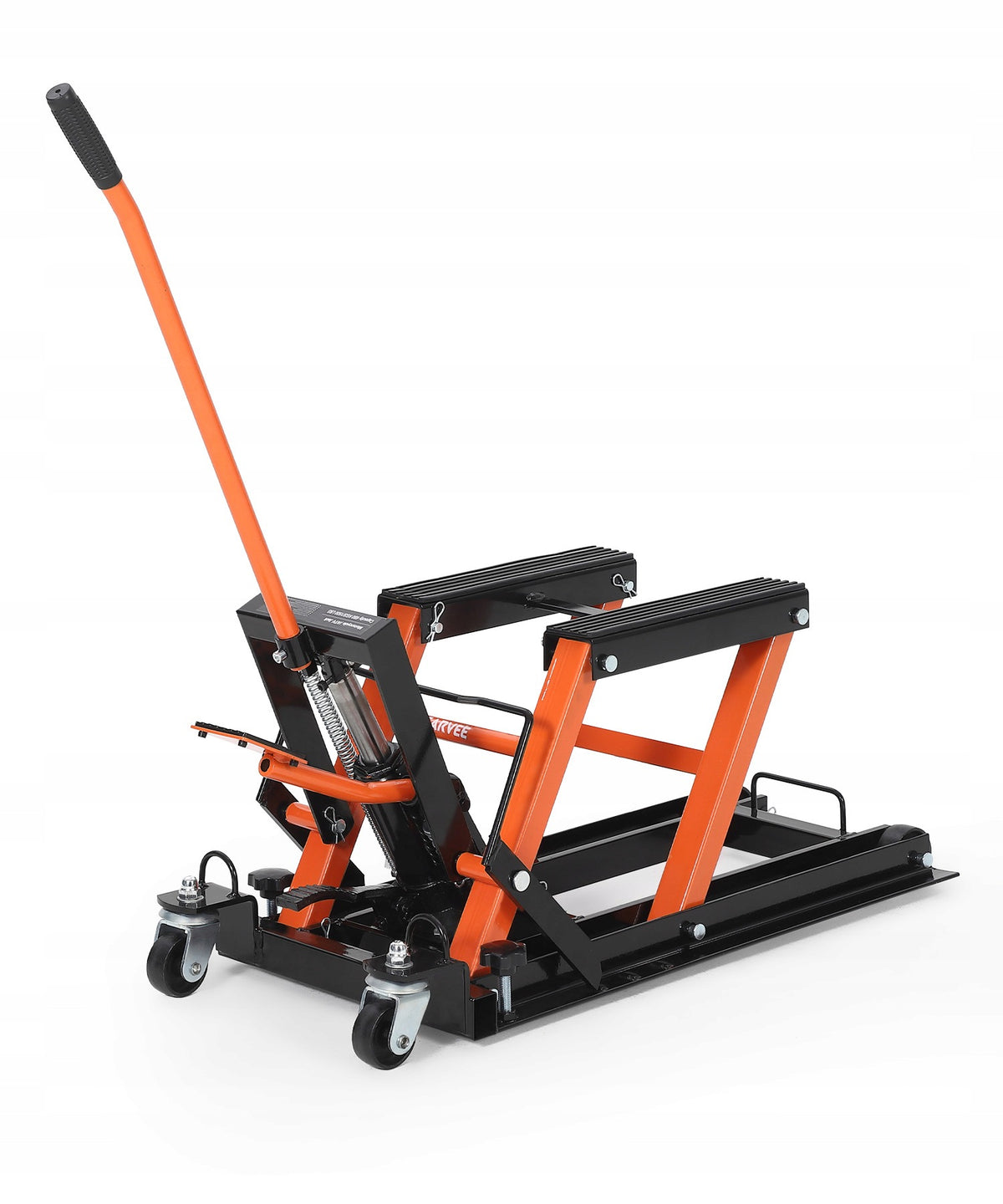 Hydraulic Motorcycle Lift Jack Stand, 4 Wheels, Foot Pedal & Manual Pump