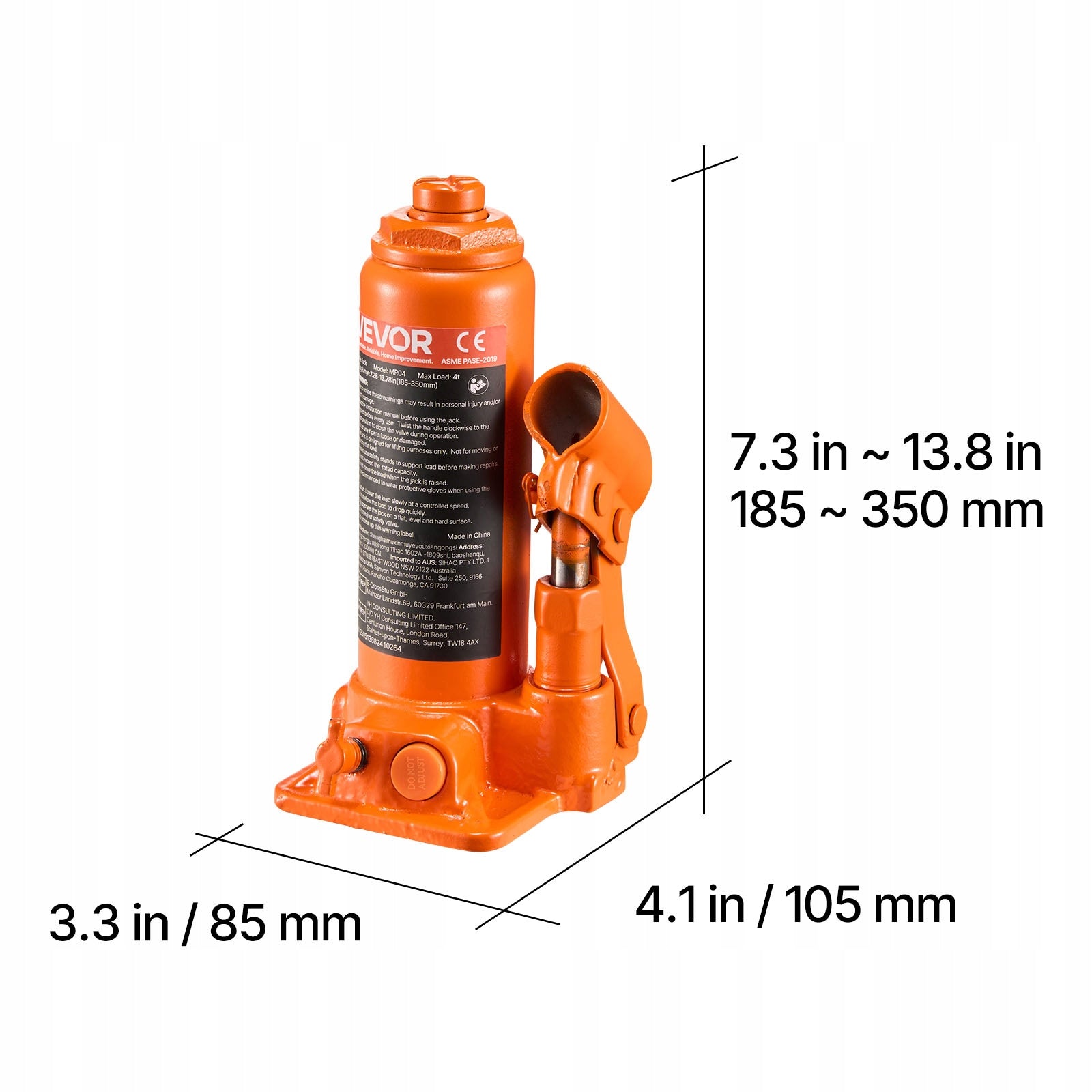 Hydraulic Pneumatic Lift 4T Effortless Operation Orange Maximum lifting height 350 mm