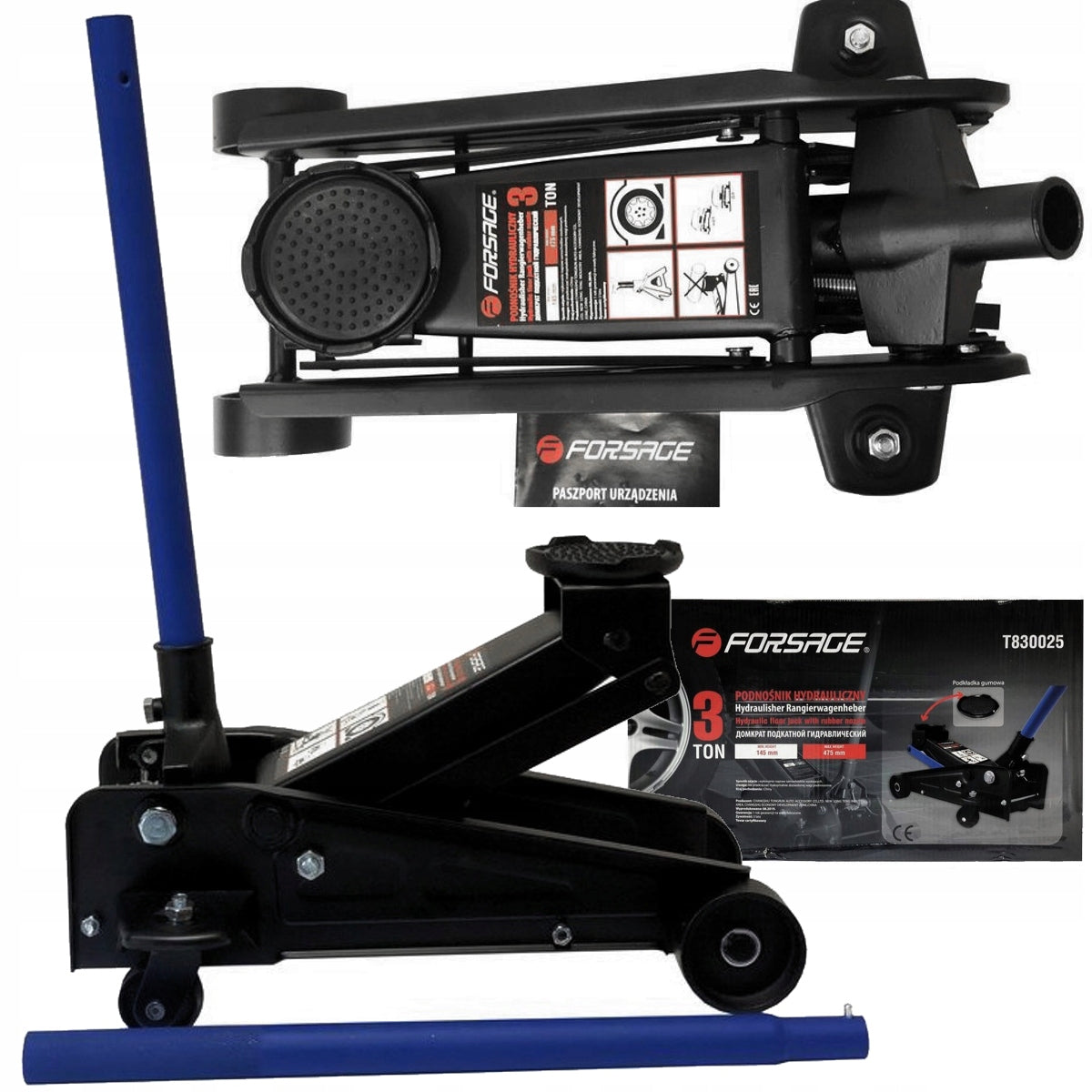 Hydraulic frog lift 3t jack+rubber