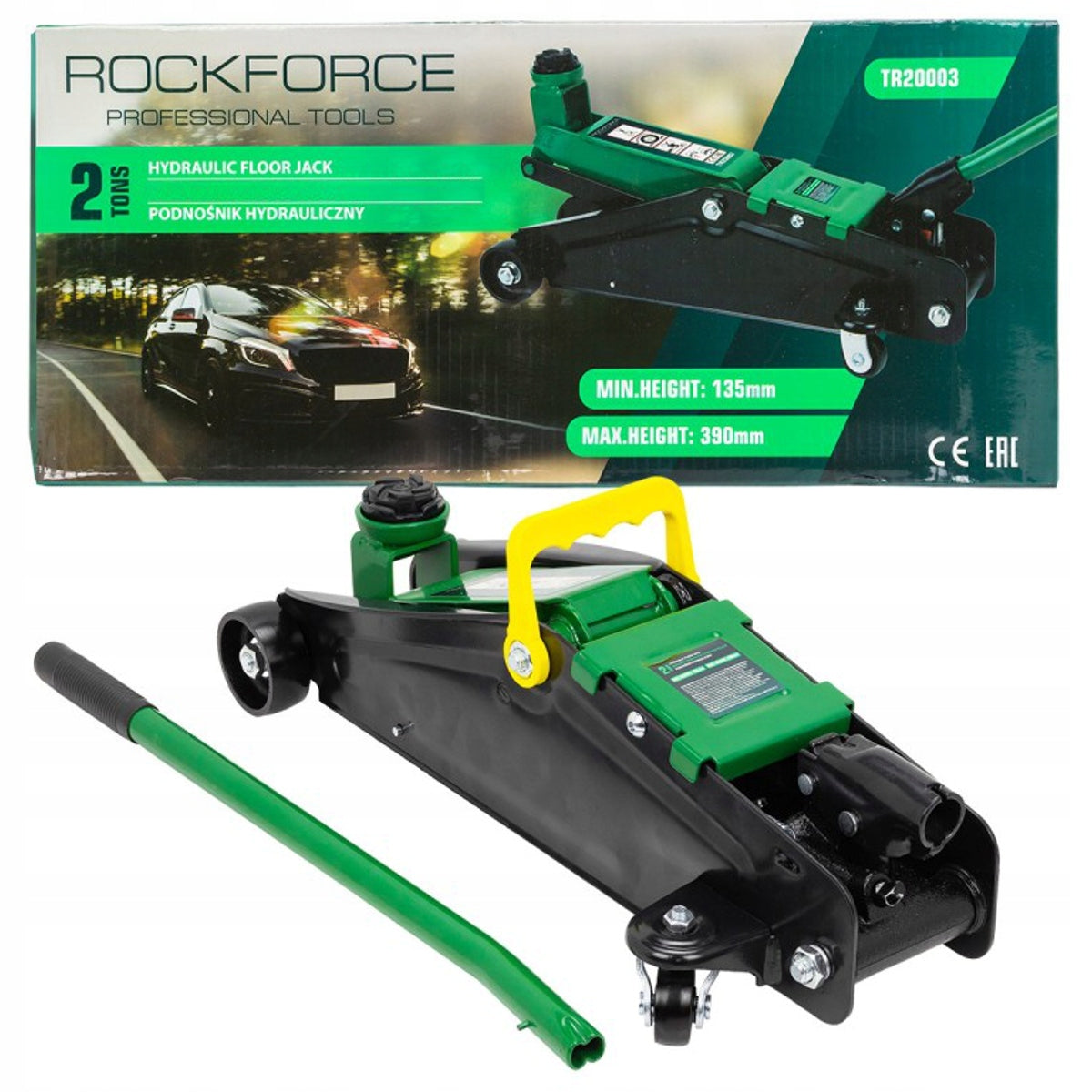 Hydraulic jack 2T frog + rubber