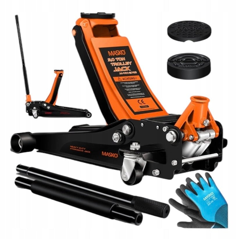 Hydraulic lift 3T flat, roller 360° + accessories