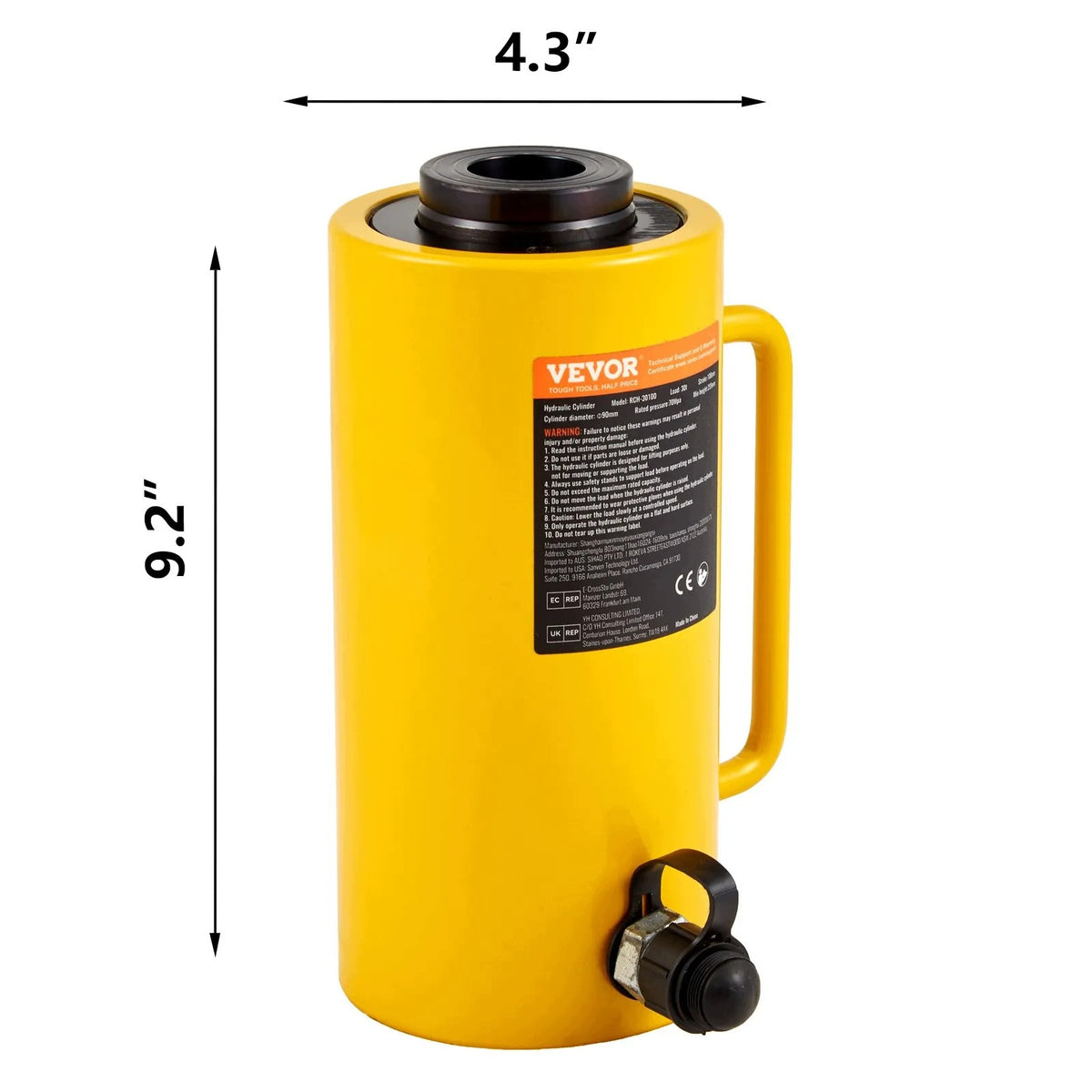 Hydraulic lift max 30 t strong one-sided piston 100 mm workshop Maximum lifting height 340 mm