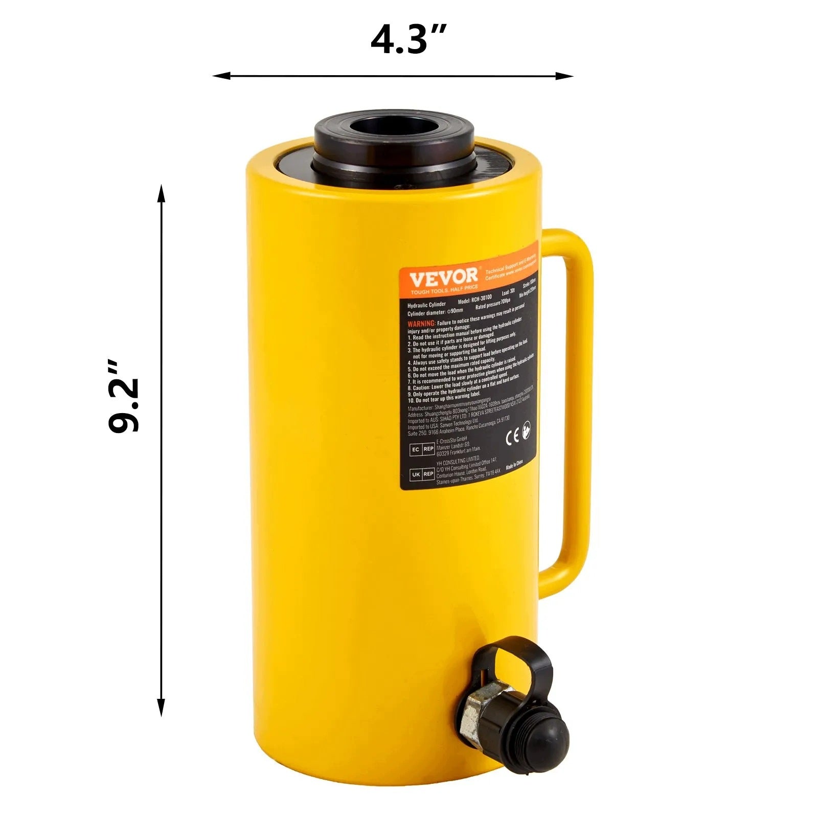 Hydraulic lift max 30 t strong one-sided piston 100 mm workshop Maximum lifting height 340 mm