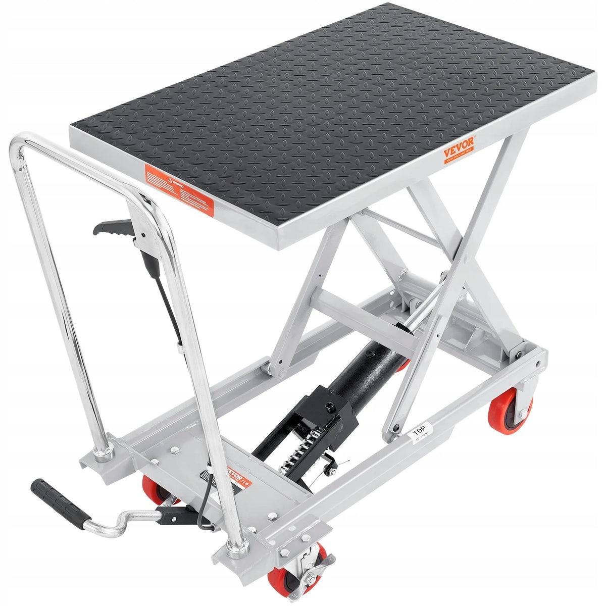 Hydraulic lifting table scissor 227 kg 72 cm on wheels silver warehouse