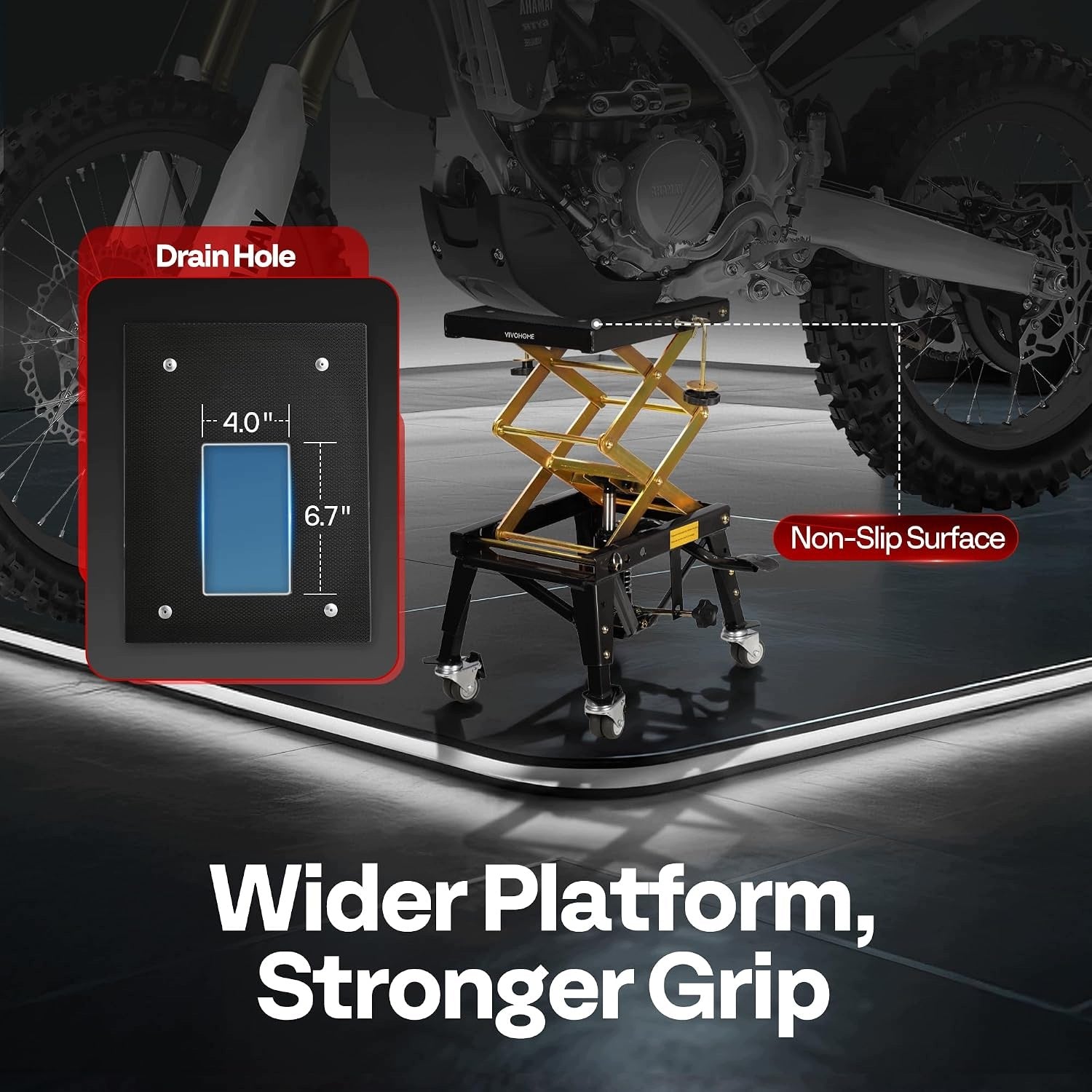 Hydraulic motorcycle lift 159 kg 30,5-78,5 cm on wheels VIVOHOME Lifting capacity 159 kg