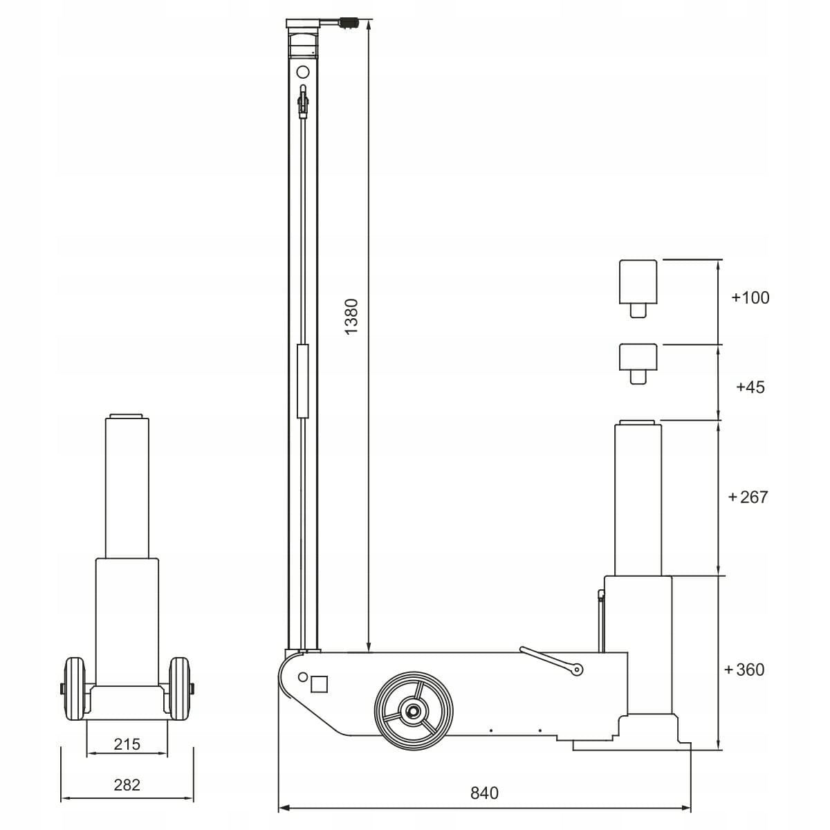 Hydraulic pneumatic lift Snit S30-1H 30 tons Maximum lifting height 772 mm