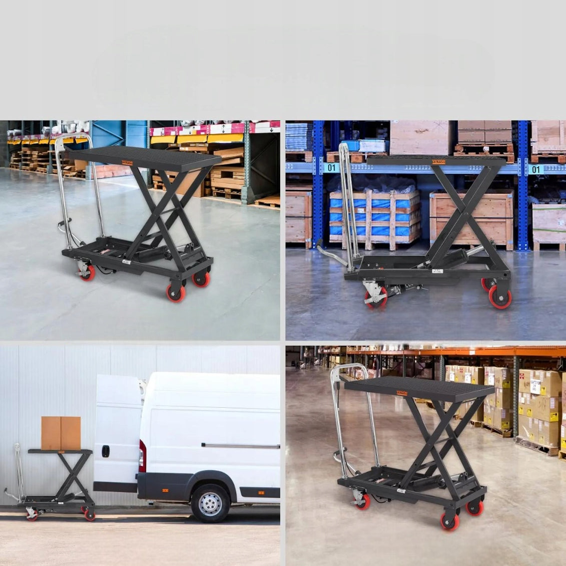 Hydraulic scissor lift table 227 kg 72 cm mobile black for warehouse Manufacturer code 5907021469876