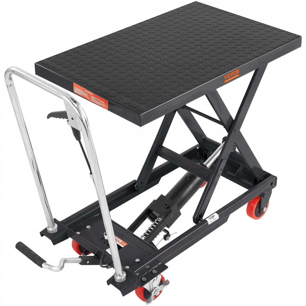 Hydraulic scissor lift table 227 kg 72 cm mobile black for warehouse