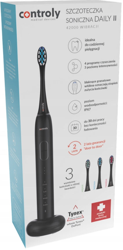 Hydrex Sonic toothbrush CONTROLY Daily II Black 1 piece Manufacturer code Daily II Czarny