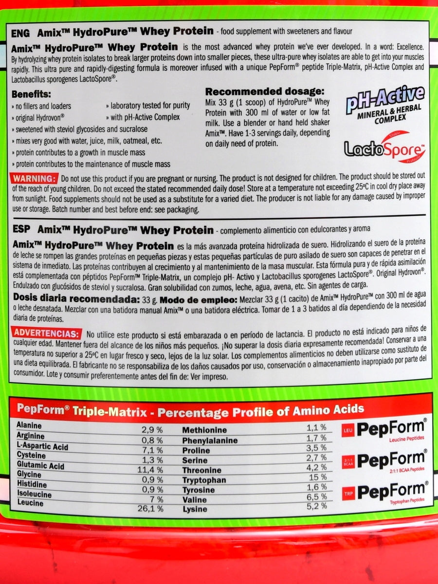 HydroPure hydrolyzed whey protein CFM 1600 g dvojitá čokoláda Packaging status original