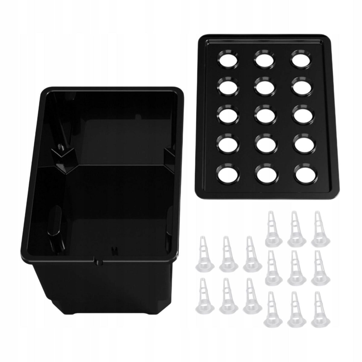 Hydroponic Grow Kit Including 15 Planting Baskets And Reservoir for Black Packaging status original